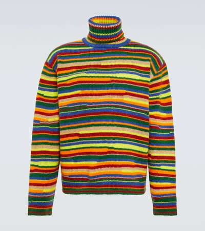 The Elder Statesman Horizon Striped-cashmere Sweater In Green