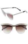 Moschino 57mm Rimless Metal Bar Polarized Sunglasses - Silver Havana