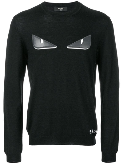 Fendi Bag Bugs-appliqué Pullover In Black