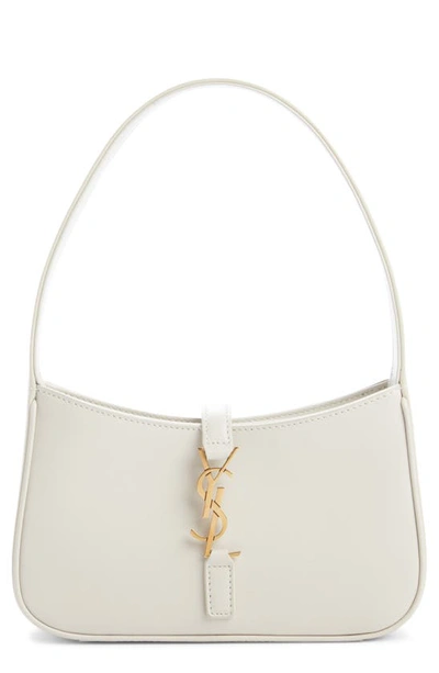 Saint Laurent Le 5 A 7 Micro Calfskin Hobo Bag In Crema Soft