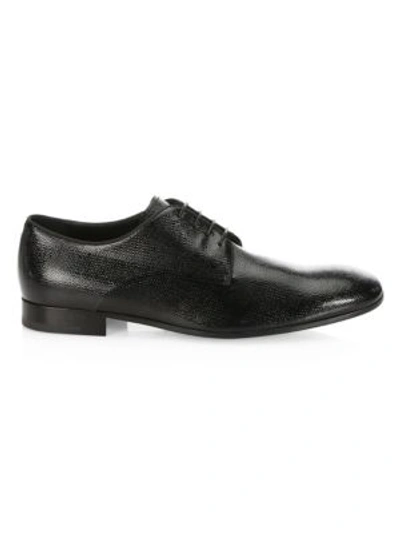 Giorgio Armani Vernice Olona Textured Leather Oxford Shoe In Black