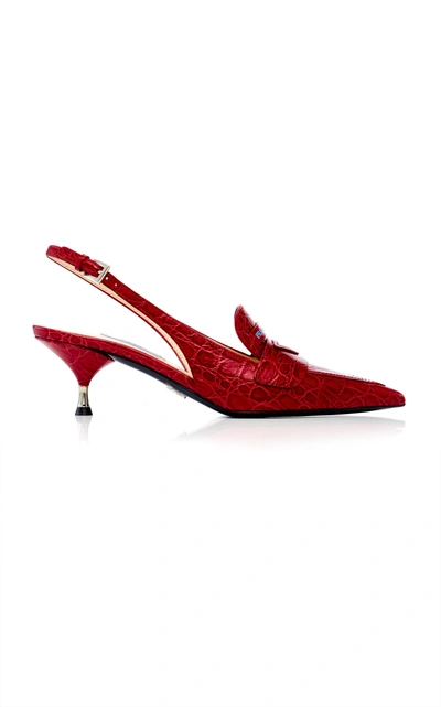 Prada M'o Exclusive: Moccasin Slingback In Red