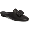 Ferragamo Sciacca Pebbled Leather Mule With Bow In Black