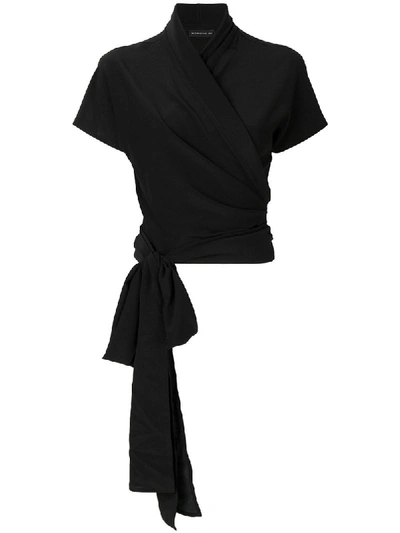 Etro Bow Tie Wrap Blouse In Black