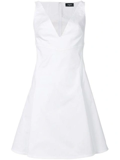 Dsquared2 V-neck Poplin Dress In White
