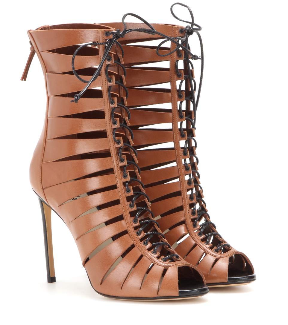 Francesco Russo Cut-out Leather Ankle Boots In Brown | ModeSens