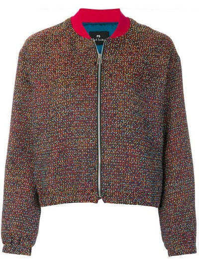 Ps By Paul Smith Knit Bomber Jacket In Blue