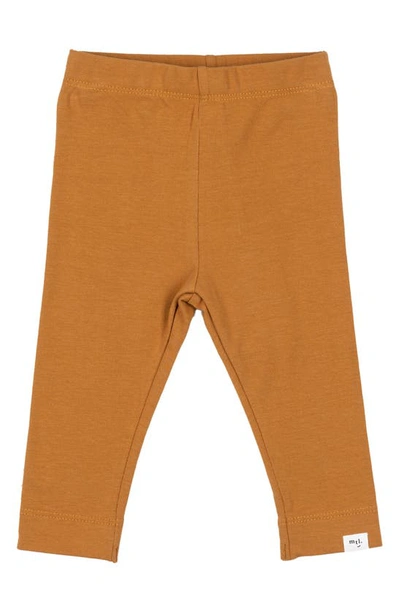Miles The Label Babies' Stretch Organic Cotton Knit Leggings In Gold