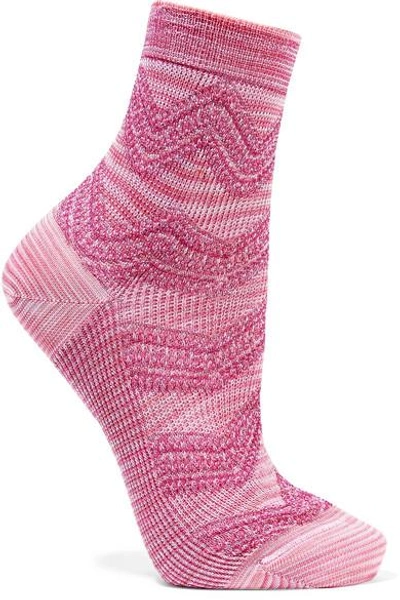 Missoni Metallic Crochet-knit Socks In Baby Pink