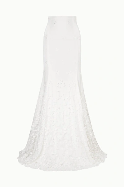 Rime Arodaky Salem Embroidered Tulle And Crepe Maxi Skirt In White