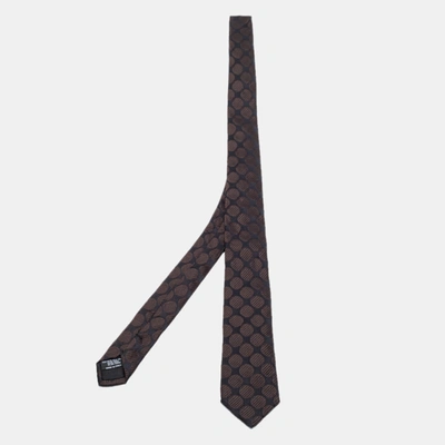 Pre-owned Dolce & Gabbana Black & Brown Polka Dot Jacquard Silk Tie