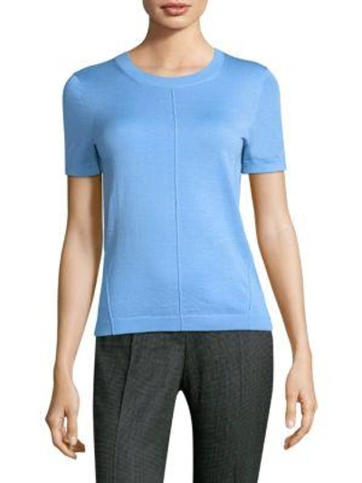 Hugo Boss Fuyuka Short Sleeve Virgin Wool Sweater In Turquoise