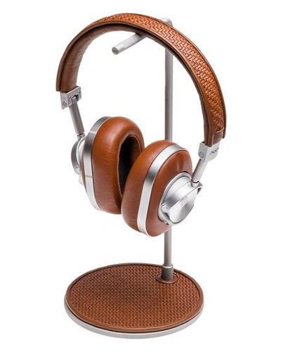 Ermenegildo Zegna Mw 60 Pelle Tessuta Aluminum Wireless Headphones And Stand In Brown