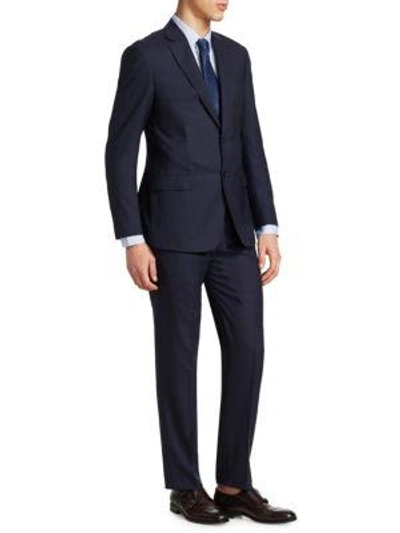 Giorgio Armani Printed Wool Suit In Navy