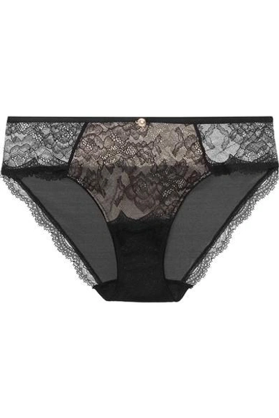 Chantelle Présage Stretch-leavers Lace And Tulle Briefs In Black