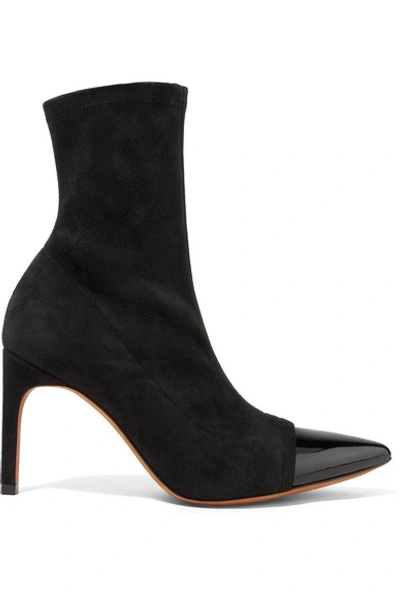 Givenchy Graphic Patent Leather-trimmed Suede Sock Boots In Black