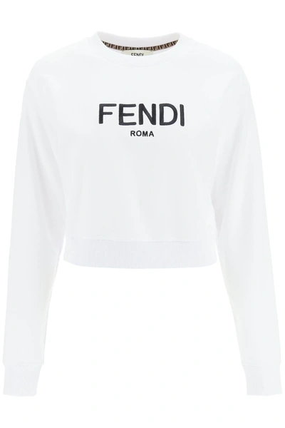 Fendi Roma Embroidered Sweatshirt In Bianco
