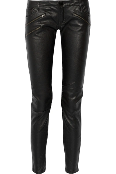 Maje Zip-embellished Leather Skinny Pants