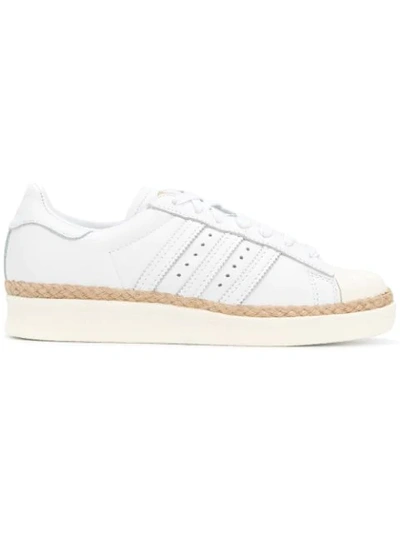 Adidas Originals Woman Jute-trimmed Leather Sneakers White