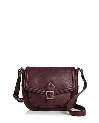 Annabel Ingall Dakota Leather Saddle Bag In Bordo Burgundy/gold