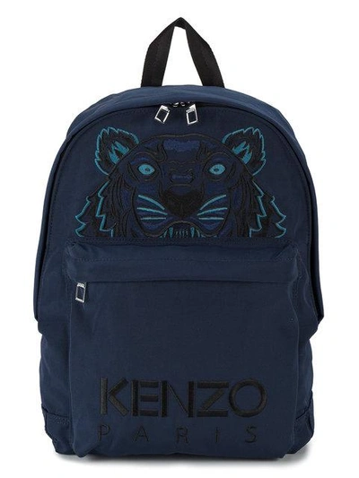 Kenzo Navy Blue Woven Tiger Canvas Backpack