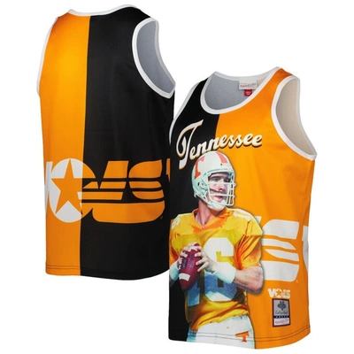 Mitchell & Ness Peyton Manning Black/tennessee Orange Tennessee Volunteers Sublimated Player Tank To In Black,tennessee Orange