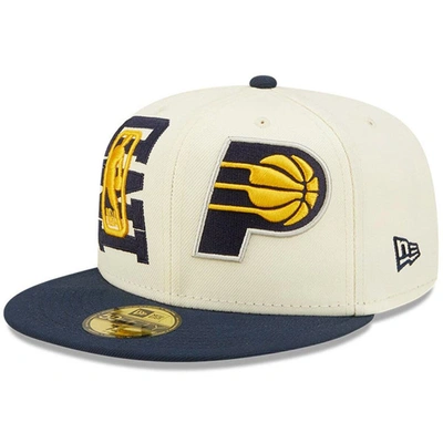 New Era Cream/navy Indiana Pacers 2022 Nba Draft 59fifty Fitted Hat