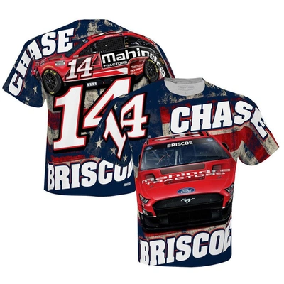 Stewart-haas Racing Team Collection White Chase Briscoe Mahindra Sublimated Patriotic Total Print T-