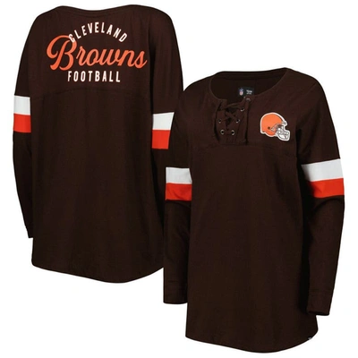 New Era Brown Cleveland Browns Athletic Varsity Lace-up Long Sleeve T-shirt