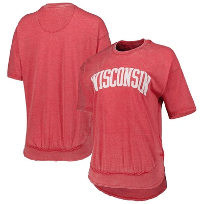 Pressbox Heathered Red Wisconsin Badgers Arch Poncho T-shirt In Heather Red