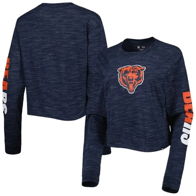 New Era Navy Chicago Bears Crop Long Sleeve T-shirt