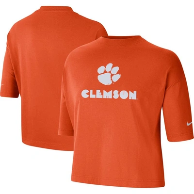 Nike Orange Clemson Tigers Crop Performance T-shirt