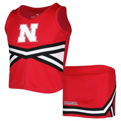 Colosseum Kids' Girls Youth  Scarlet Nebraska Huskers Carousel Cheerleader Set