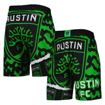 Mitchell & Ness Men's  Black, Green Austin Fc Jumbotron 2.0 Sublimated Shorts In Black,green