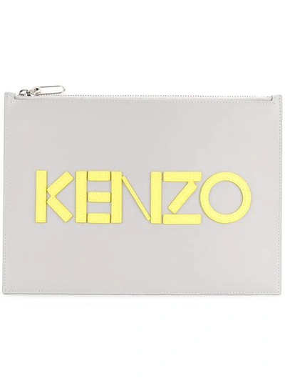Kenzo Logo Clutch Bag - Grey