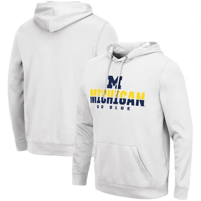 Colosseum White Michigan Wolverines Lantern Pullover Hoodie