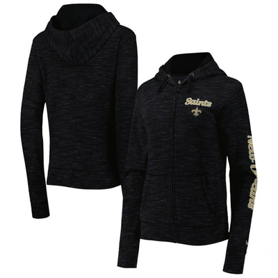 New Era Black New Orleans Saints Reverse Space-dye Full-zip Hoodie