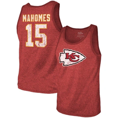 Majestic Threads Patrick Mahomes Red Kansas City Chiefs Name & Number Tri-blend Tank Top