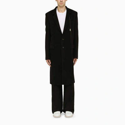 Ann Demeulemeester Black Single-brested Coat In Wool And Cashmere