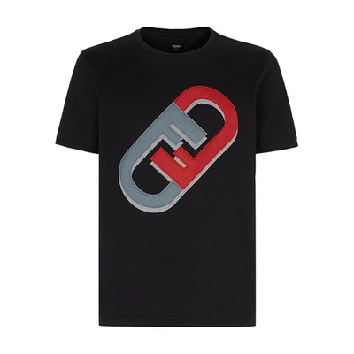 Fendi Graphic Logo Lock Printed T-shirt In Black