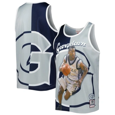 Mitchell & Ness Men's  Allen Iverson Navy, Gray Georgetown Hoyas Sublimated Player Tank Top In Navy,gray