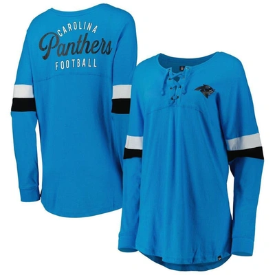 New Era Blue Carolina Panthers Athletic Varsity Lace-up Long Sleeve T-shirt