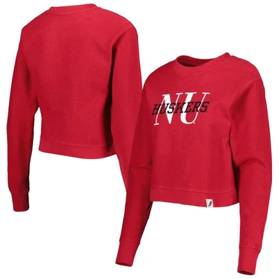 League Collegiate Wear Scarlet Nebraska Huskers Classic Corded Timber Crop Pullover Sweatshirt