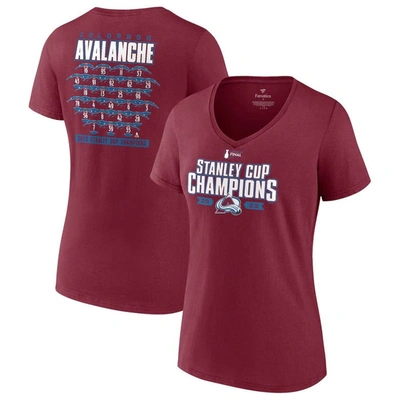 Fanatics Branded Burgundy Colorado Avalanche 2022 Stanley Cup Champions Plus Size Roster V-neck T-sh