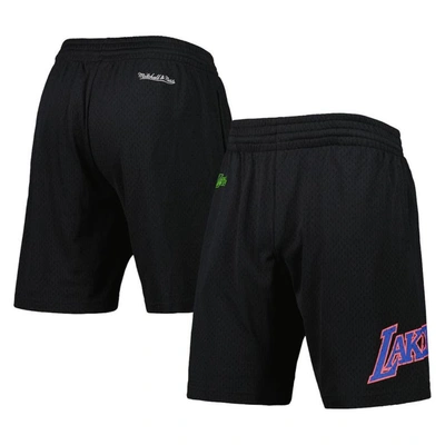 Mitchell & Ness Men's  Black Los Angeles Lakers Hardwood Classics Color Bomb Energy Shorts