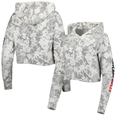 Lusso Gray/white Chicago Bulls Maia Tri-blend Cropped Quarter-zip Top