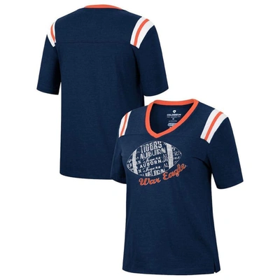 Colosseum Heathered Navy Auburn Tigers 15 Min Early Football V-neck T-shirt