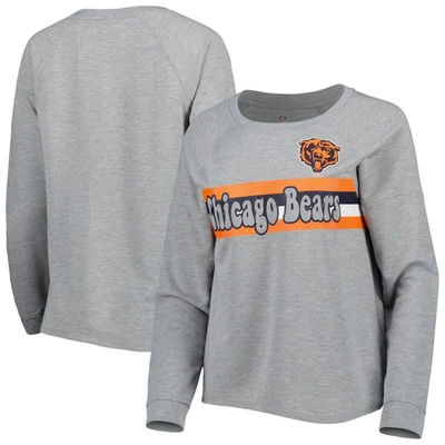 Outerstuff Juniors Heathered Gray Chicago Bears All Striped Up Raglan Long Sleeve T-shirt In Heather Gray