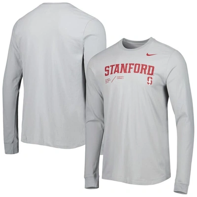 Nike Grey Stanford Cardinal Team Practice Performance Long Sleeve T-shirt