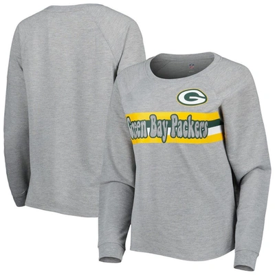 Outerstuff Juniors Heathered Gray Green Bay Packers All Striped Up Raglan Long Sleeve T-shirt In Heather Gray